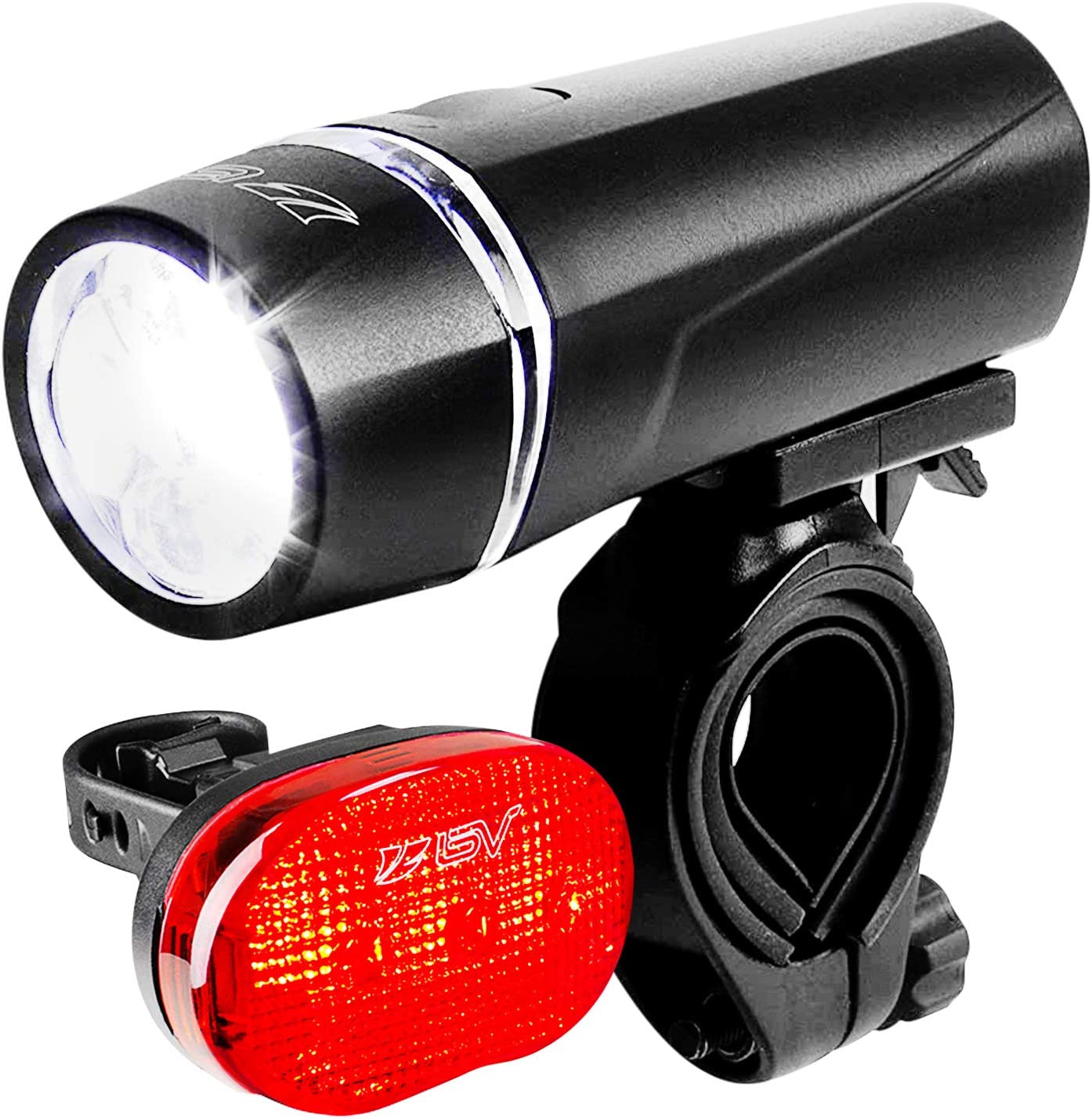 BV Bike Lights, Super Bright with 5 LED Bike Headlight & 3 LED Rear, Bike Lights for Night Riding with Quick-Release, Waterproof Bicycle Light Set, Bike Accessories, Bicycle Accessories, Flashlight