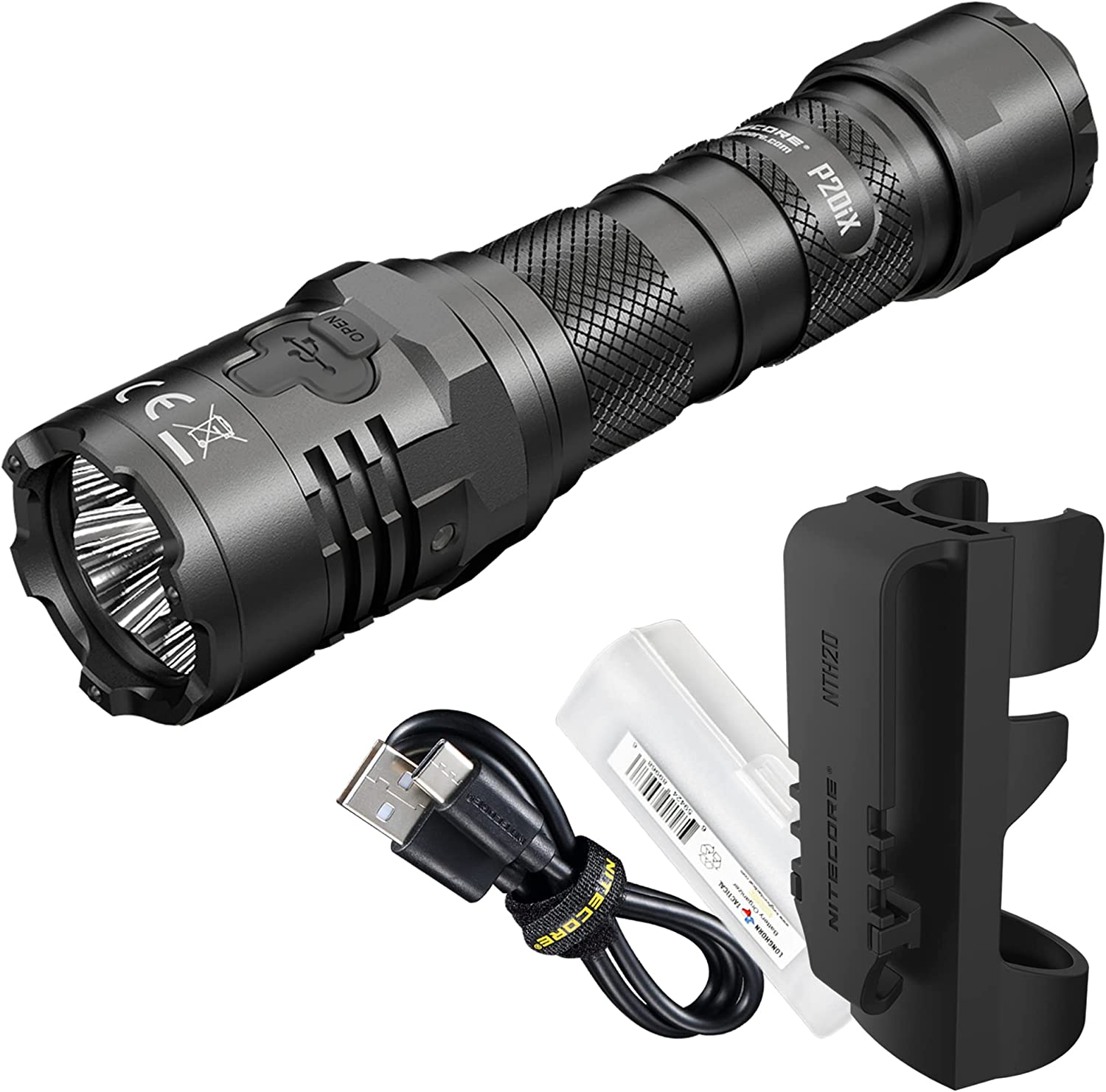 Nitecore P20iX Tactical Flashlight, 4000 Lumen USB-C Rechargeable High Lumen Super Bright with LumenTac Organizer