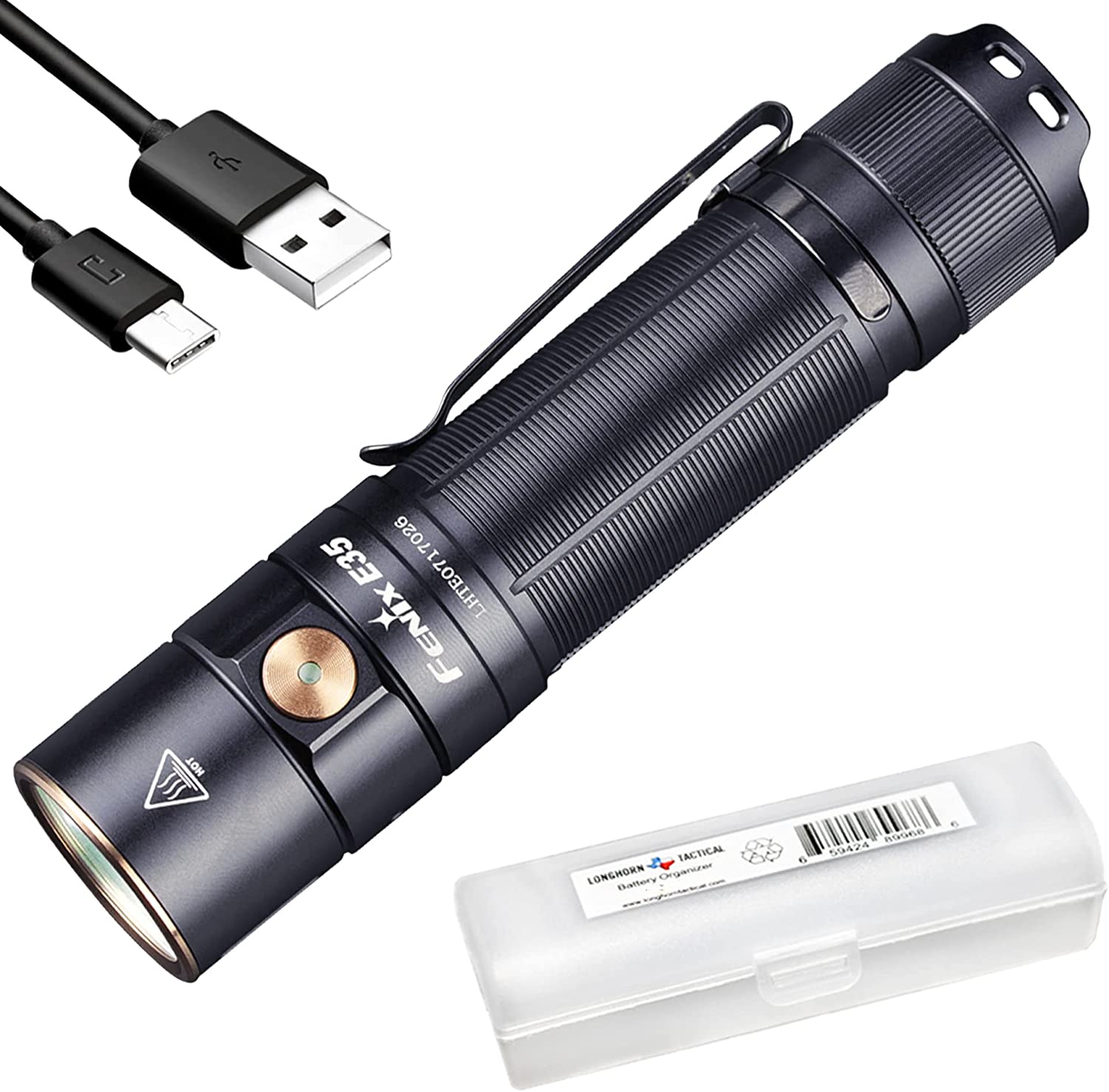 Fenix E35 v3.0 EDC Flashlight, 3000 Lumen USB-C Rechargeable with LumenTac Organizer